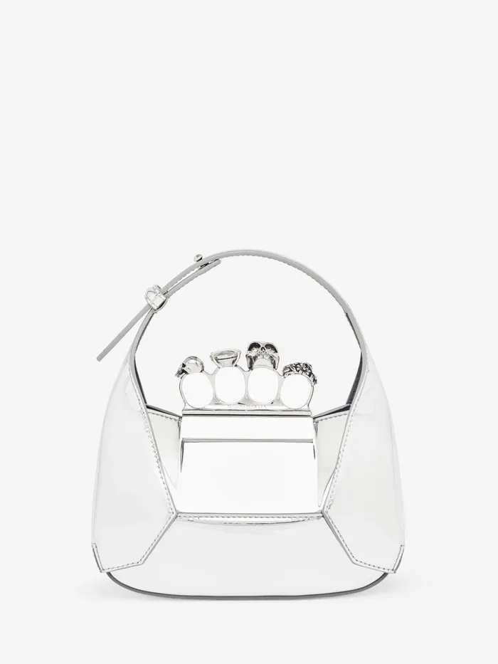 Women Shoulder Bags Alexander McQueen The Jewelled Hobo Mini Bag Silver