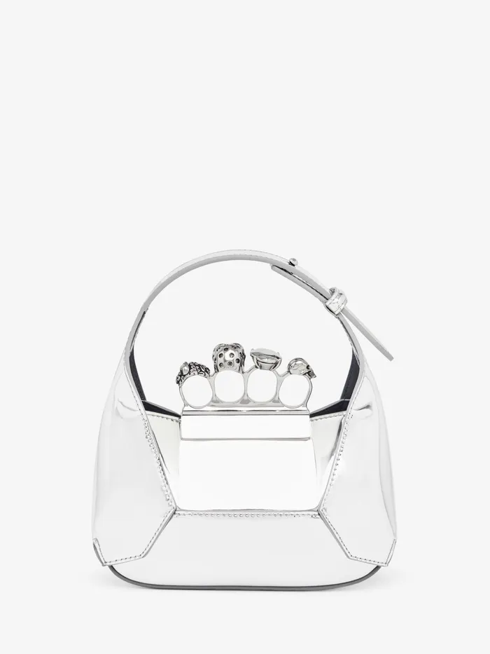 Women Shoulder Bags Alexander McQueen The Jewelled Hobo Mini Bag Silver