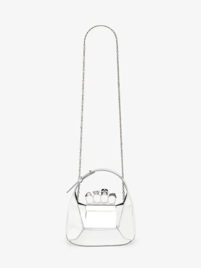 Women Shoulder Bags Alexander McQueen The Jewelled Hobo Mini Bag Silver