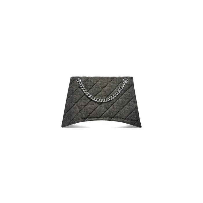 Women Shoulder Bags Balenciaga Crush Medium Chain Bag Quilted Denim In Black