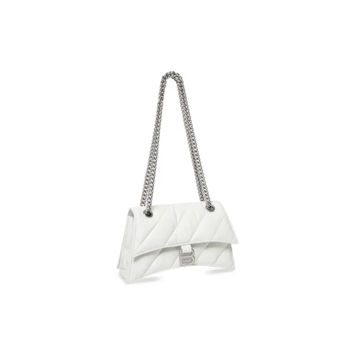 Women Shoulder Bags Balenciaga Crush Small Chain Bag Quilted In Optic White