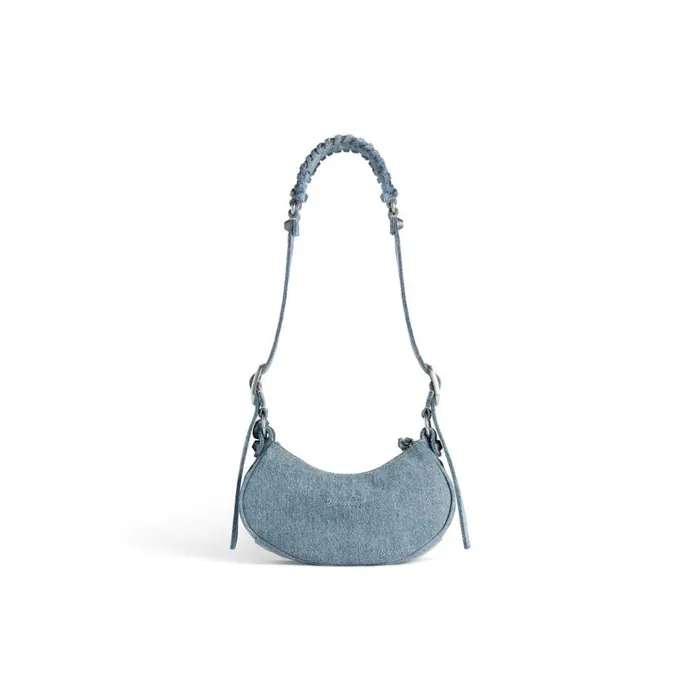 Women Shoulder Bags Balenciaga Le Cagole Xs Shoulder Bag Girly Allover Denim In Light Blue