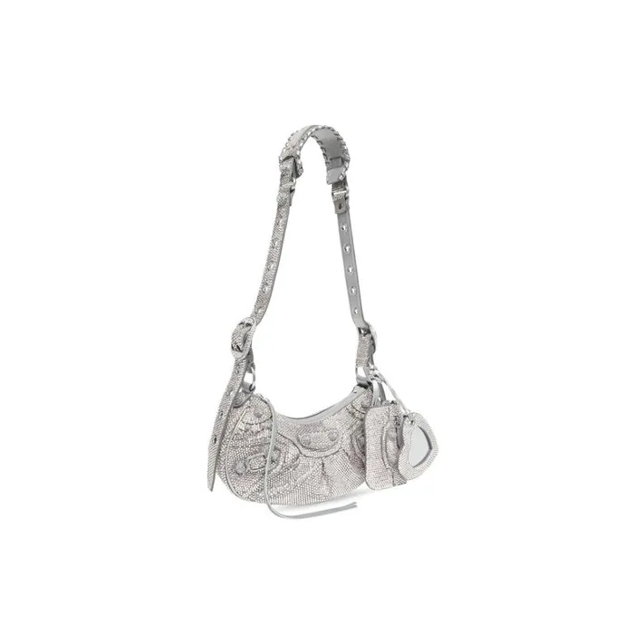 Women Shoulder Bags Balenciaga Le Cagole Xs Shoulder Bag With Rhinestones In Grey