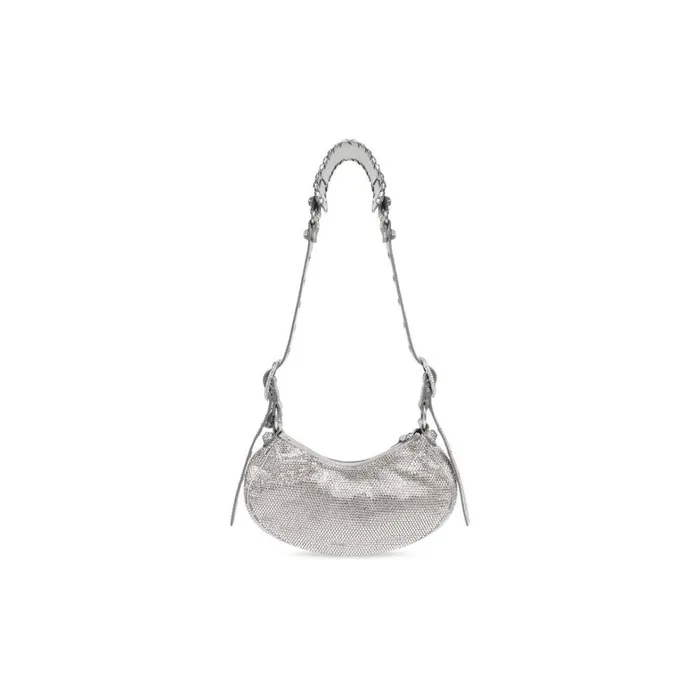 Women Shoulder Bags Balenciaga Le Cagole Xs Shoulder Bag With Rhinestones In Grey