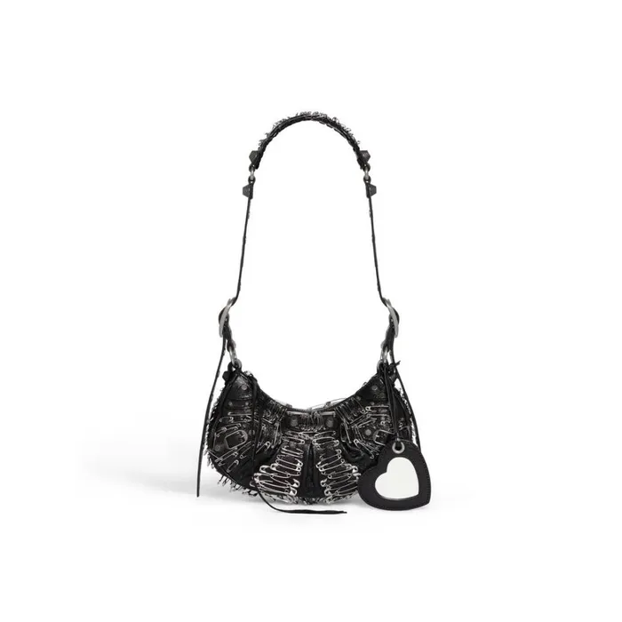 Women Shoulder Bags Balenciaga Le Cagole Xs Shoulder Bag With Safety Pins In Black