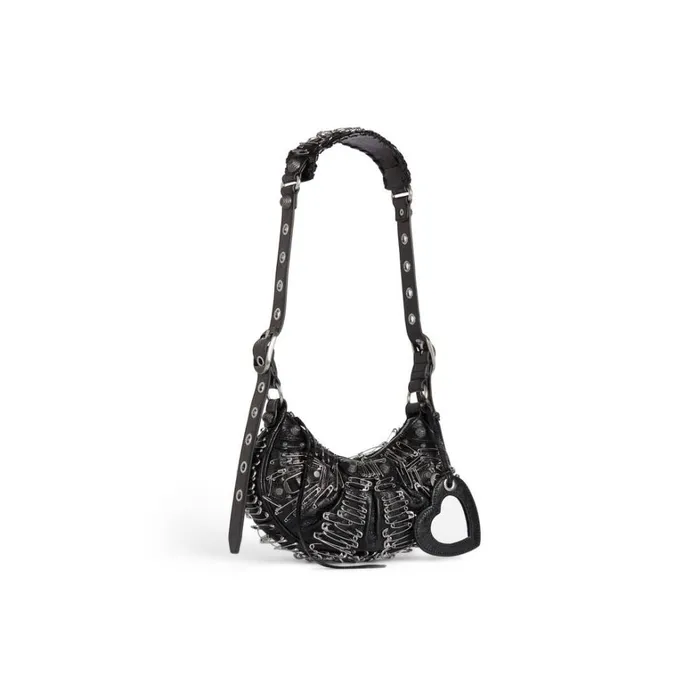 Women Shoulder Bags Balenciaga Le Cagole Xs Shoulder Bag With Safety Pins In Black