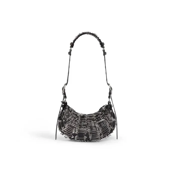Women Shoulder Bags Balenciaga Le Cagole Xs Shoulder Bag With Safety Pins In Black