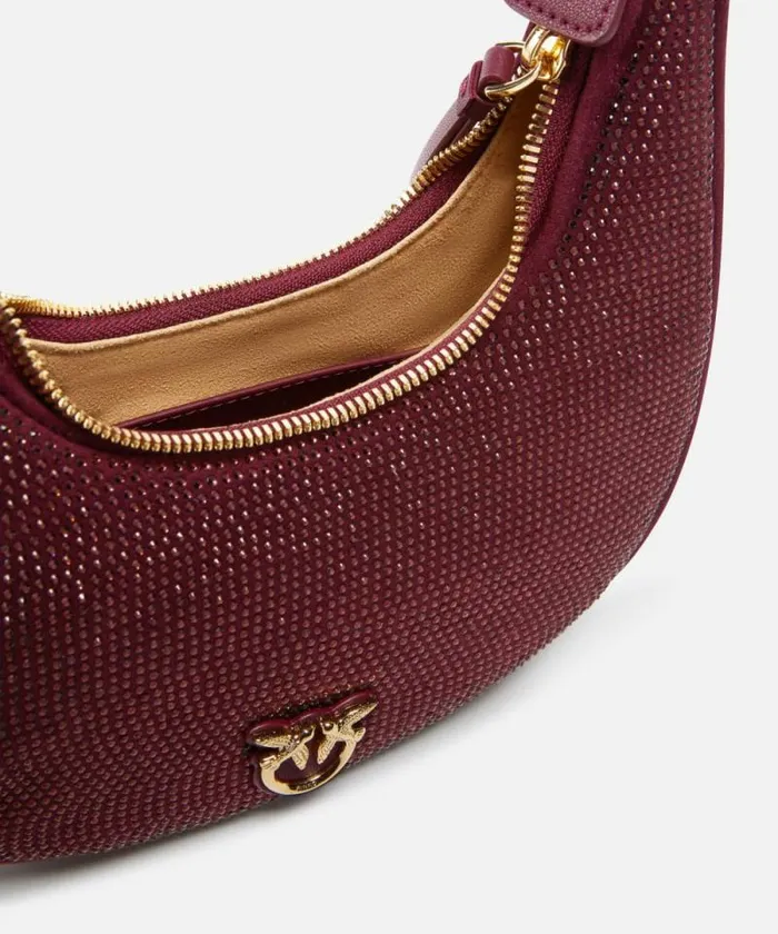 Women Shoulder Bags Pinko Fully Rhinestoned Mini Brioche Bag Hobo Metallic Browngold Women Shoulder Bags Pinko Fully Rhinestoned Mini Brioche Bag Hobo Metallic Browngold