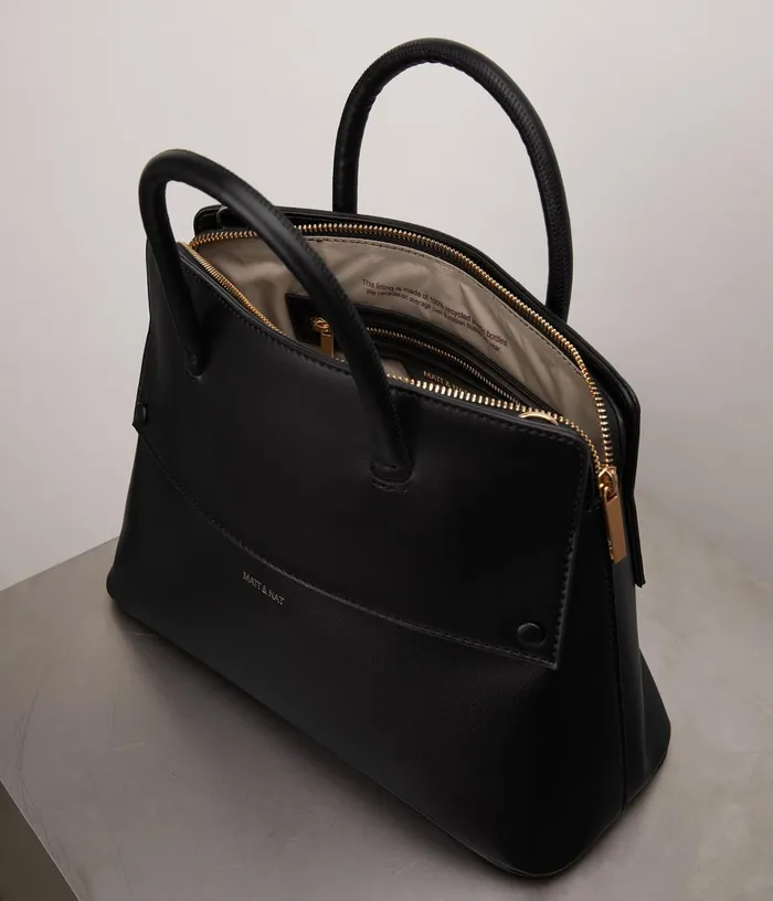 Women Silva Vegan Satchel 8211 Appleskin Black Matt and Nat Satchels