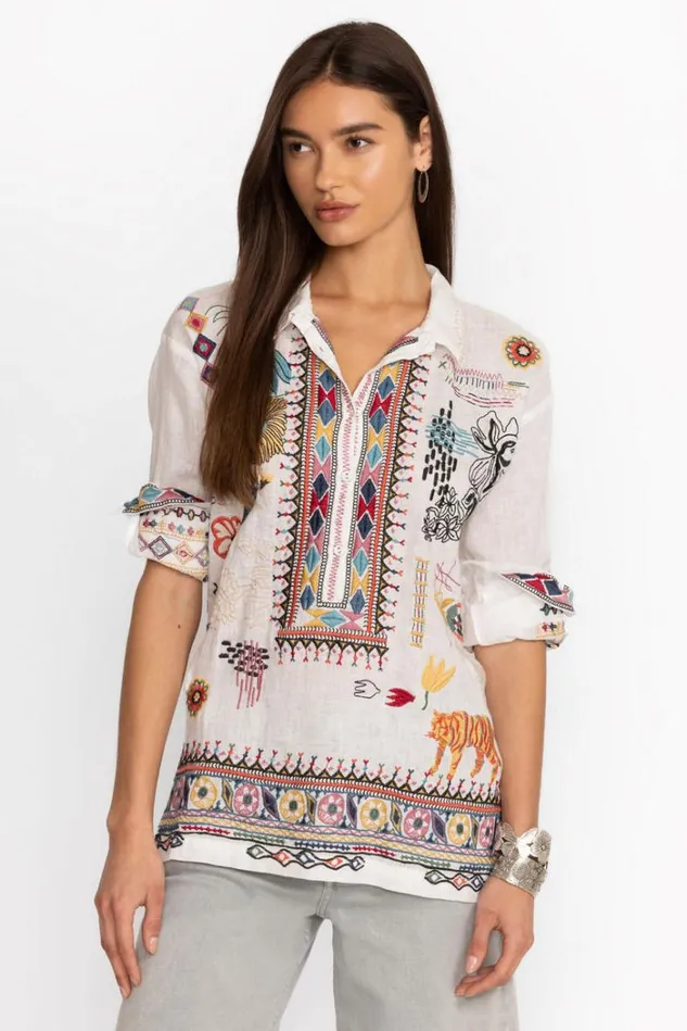 Women SIMMIE BLOUSE Natural Johnny Was Tops