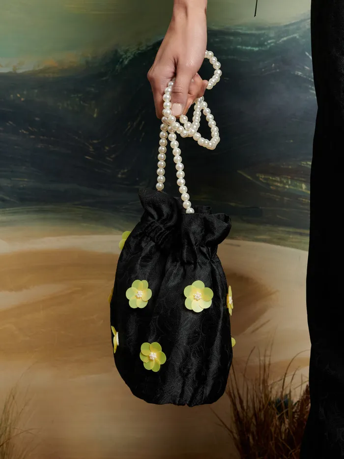 Women Sister Jane DREAM Fanciful Flower Bag Coal Black