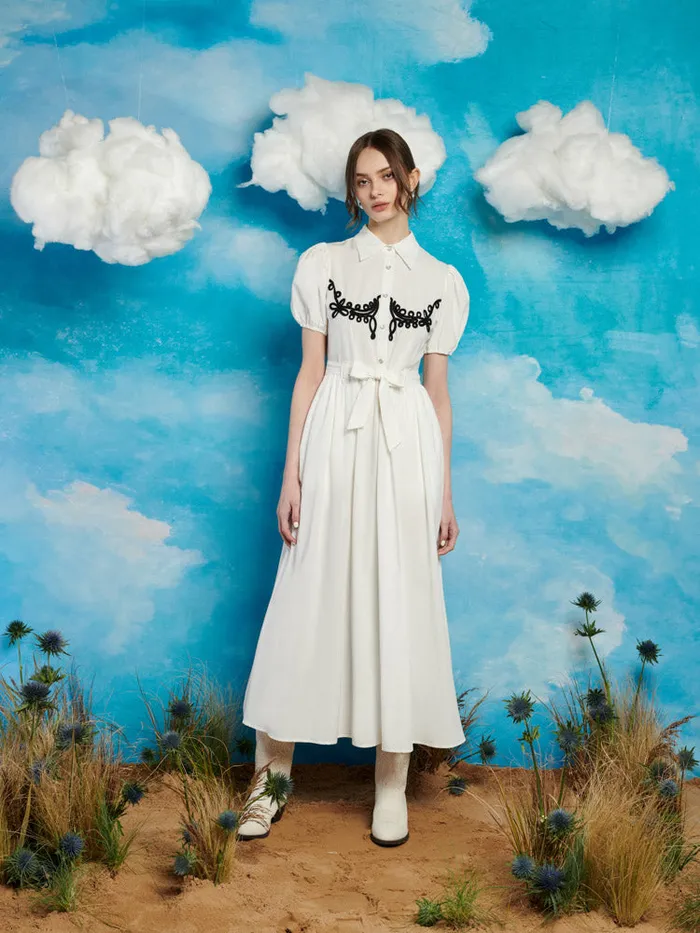 Women Sister Jane Dresses Cody Cording Midi Dress Pearl White