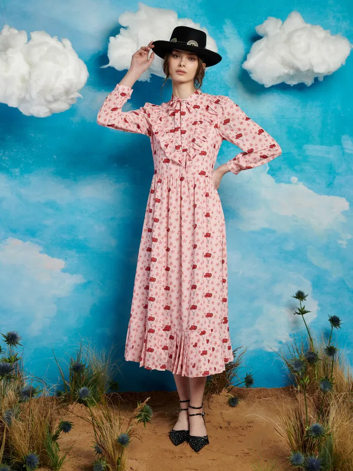 Women Sister Jane Dresses Cowgirl Print Midi Dress True Pink