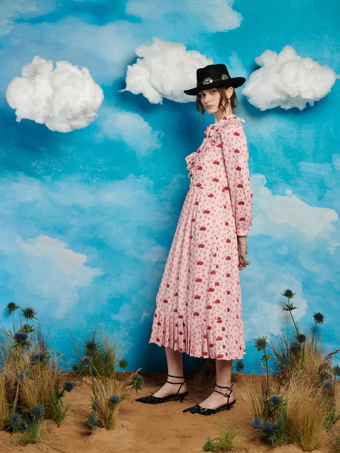 Women Sister Jane Dresses Cowgirl Print Midi Dress True Pink