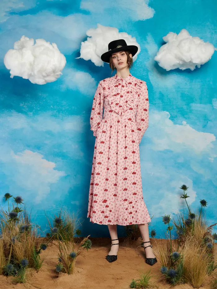Women Sister Jane Dresses Cowgirl Print Midi Dress True Pink