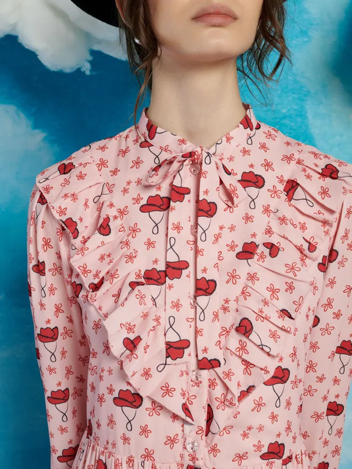 Women Sister Jane Dresses Cowgirl Print Midi Dress True Pink