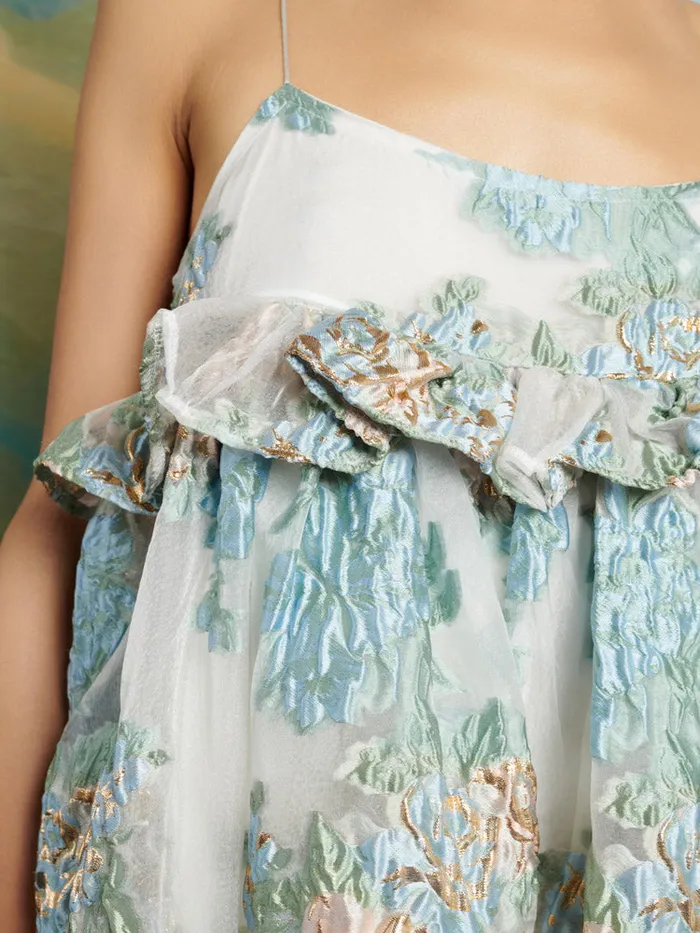 Women Sister Jane Dresses DREAM Barn Flower Jacquard Dress White Gold Pale Green