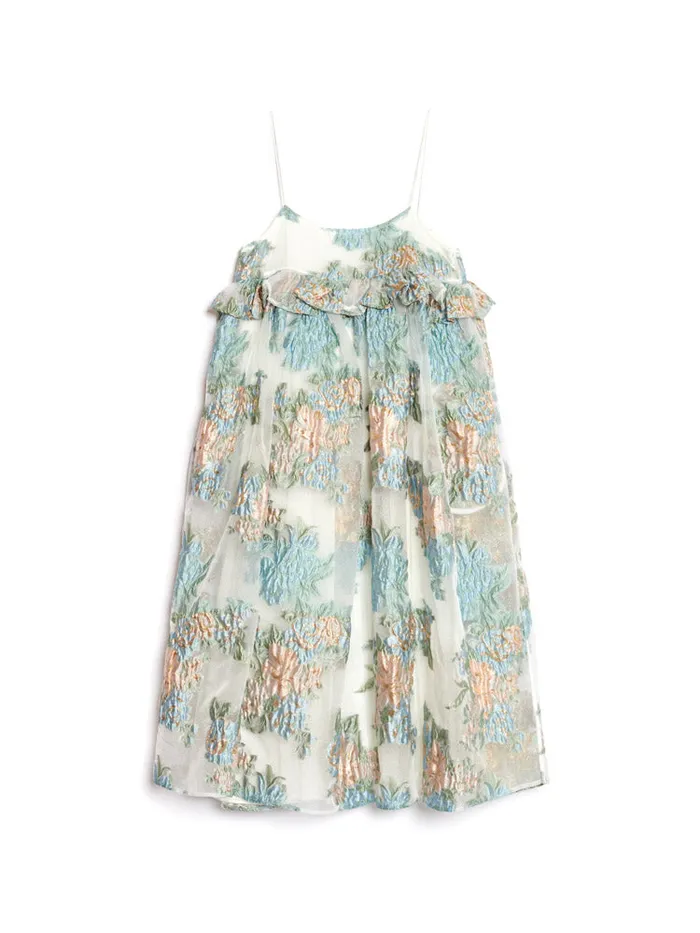 Women Sister Jane Dresses DREAM Barn Flower Jacquard Dress White Gold Pale Green