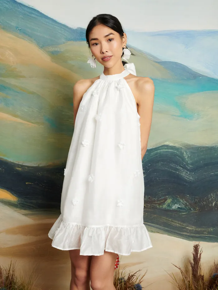Women Sister Jane Dresses DREAM Cali Flower Mini Dress Pearl White