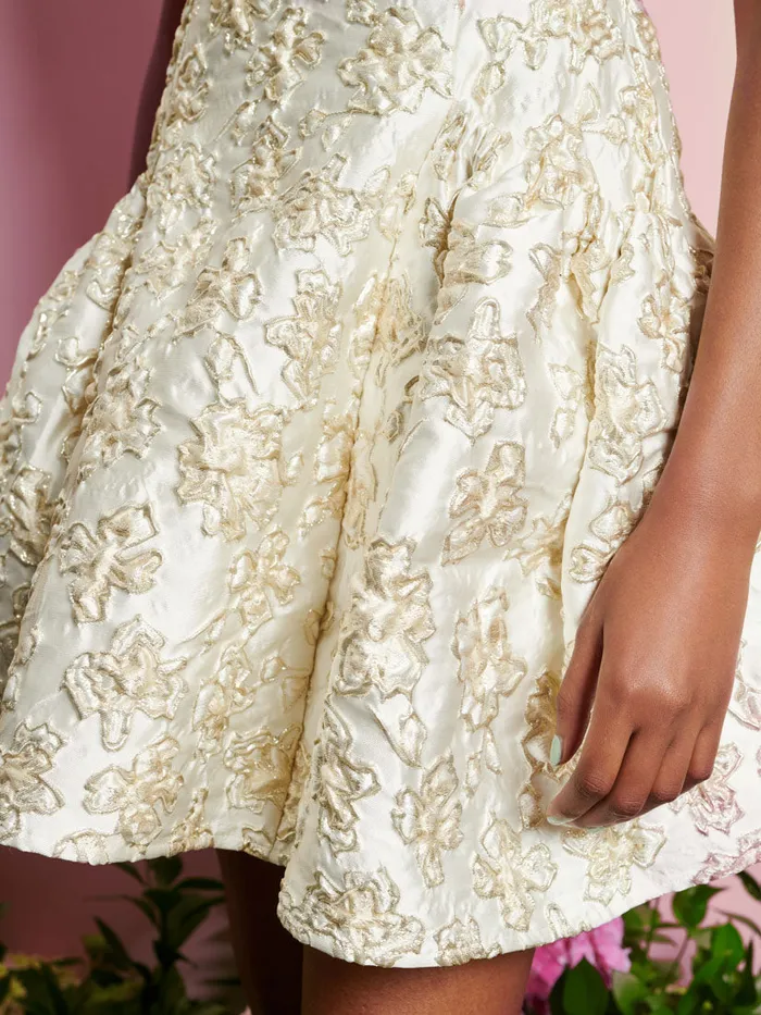 Women Sister Jane Dresses DREAM Dane Jacquard Mini Dress Ivory Gold