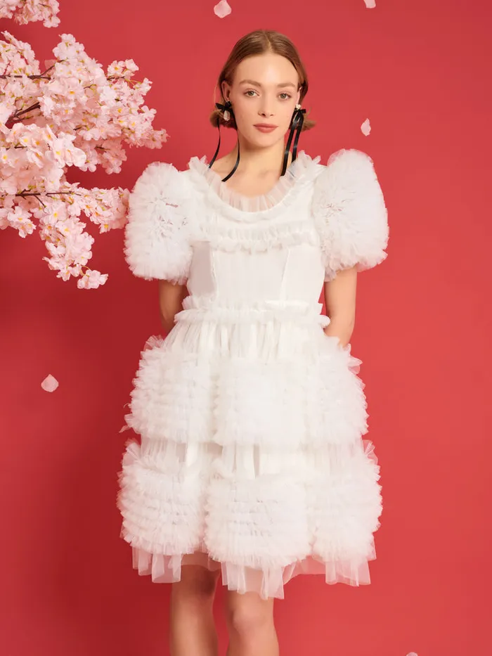 Women Sister Jane Dresses DREAM Fey Tulle Ruffle Dress True White