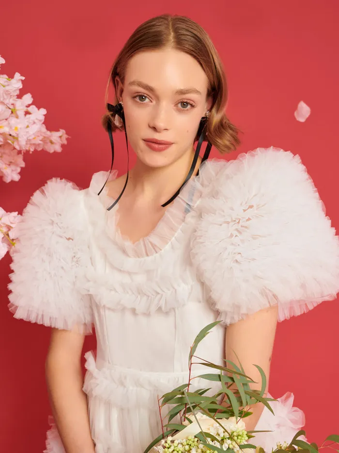 Women Sister Jane Dresses DREAM Fey Tulle Ruffle Dress True White