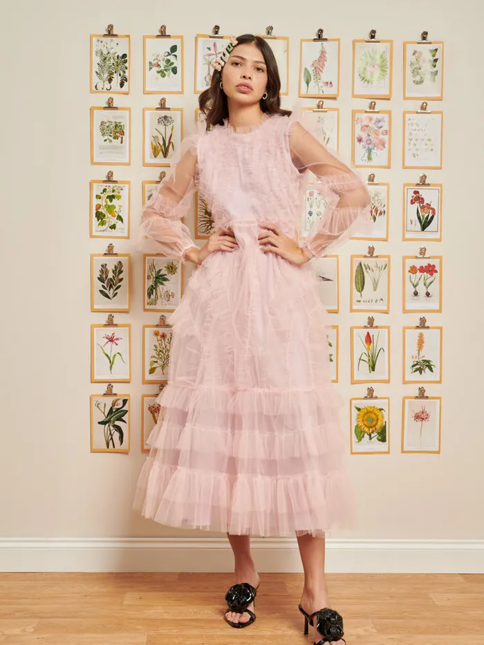 Women Sister Jane Dresses DREAM Treasure Tulle Midi Dress Powder Pink