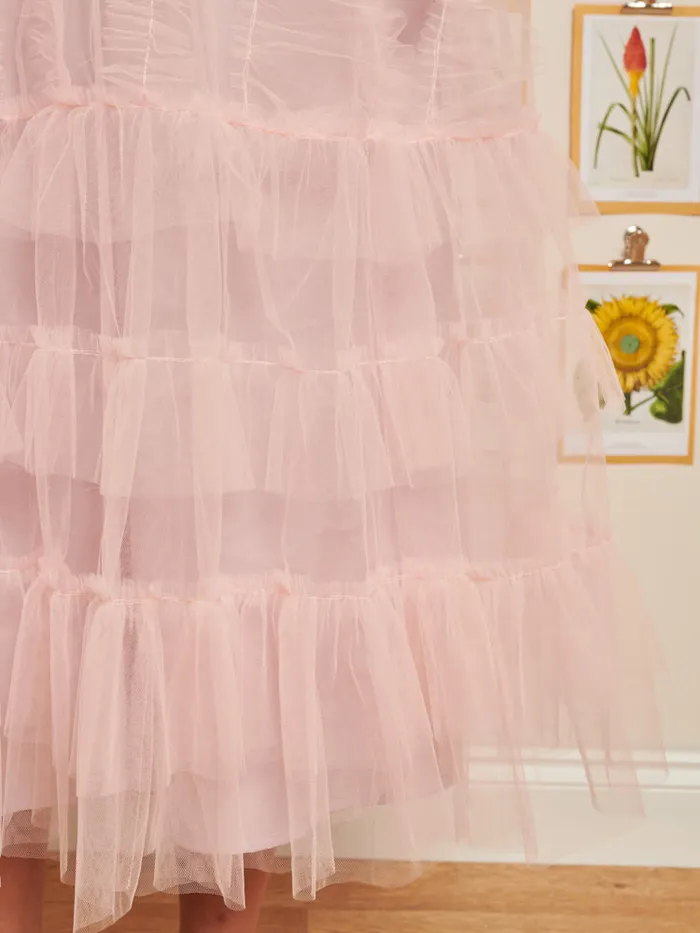 Women Sister Jane Dresses DREAM Treasure Tulle Midi Dress Powder Pink