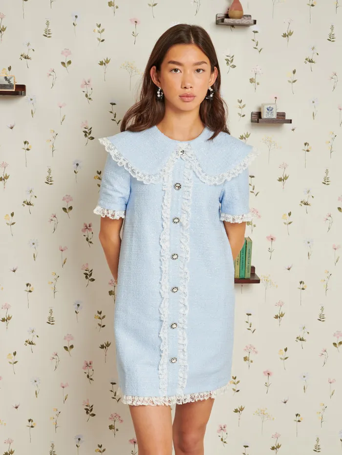 Women Sister Jane Dresses Treasured Tweed Mini Dress Xenon Blue