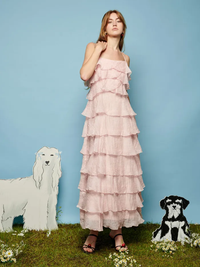 Women Sister Jane Dresses Winnie Ruffle Midi Dress Baby Pink