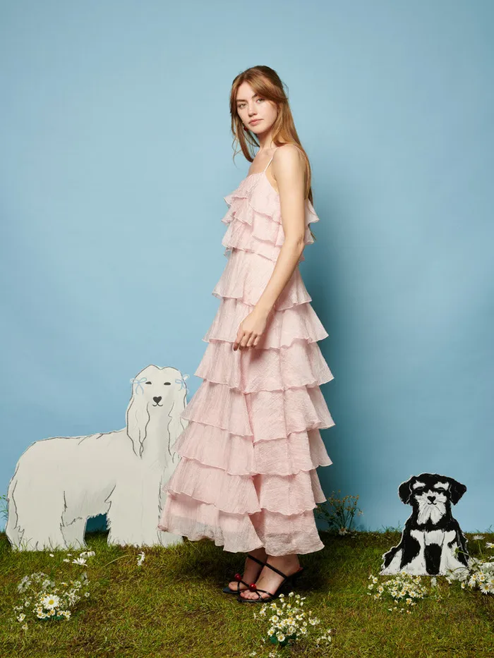 Women Sister Jane Dresses Winnie Ruffle Midi Dress Baby Pink