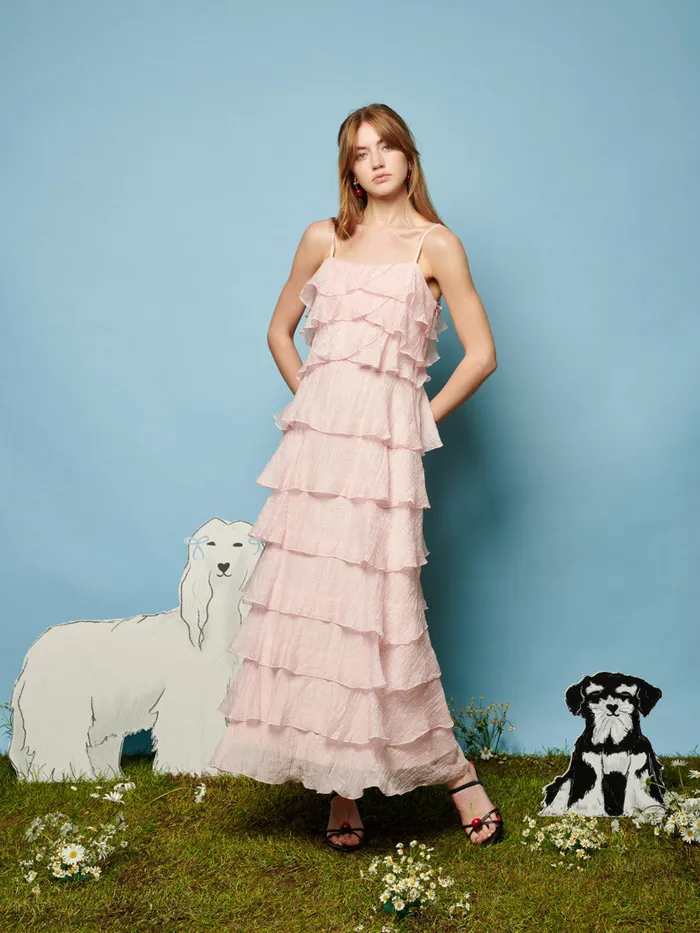 Women Sister Jane Dresses Winnie Ruffle Midi Dress Baby Pink