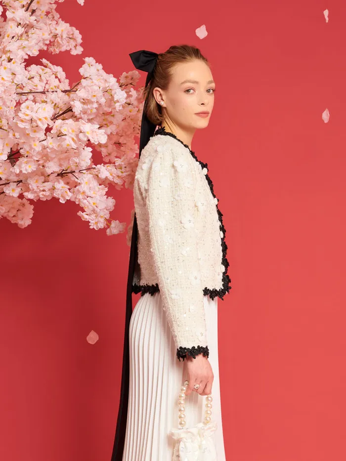 Women Sister Jane Jackets DREAM Enflower Tweed Jacket Whipped Cream