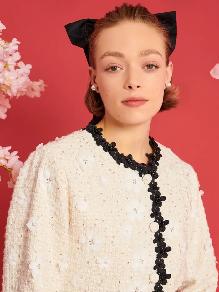 Women Sister Jane Jackets DREAM Enflower Tweed Jacket Whipped Cream