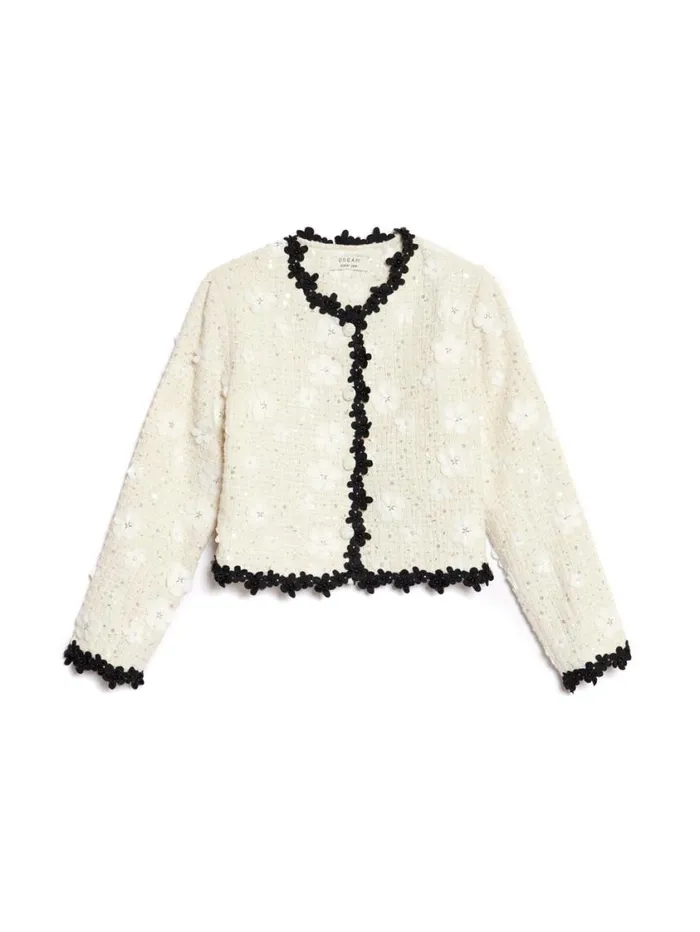 Women Sister Jane Jackets DREAM Enflower Tweed Jacket Whipped Cream