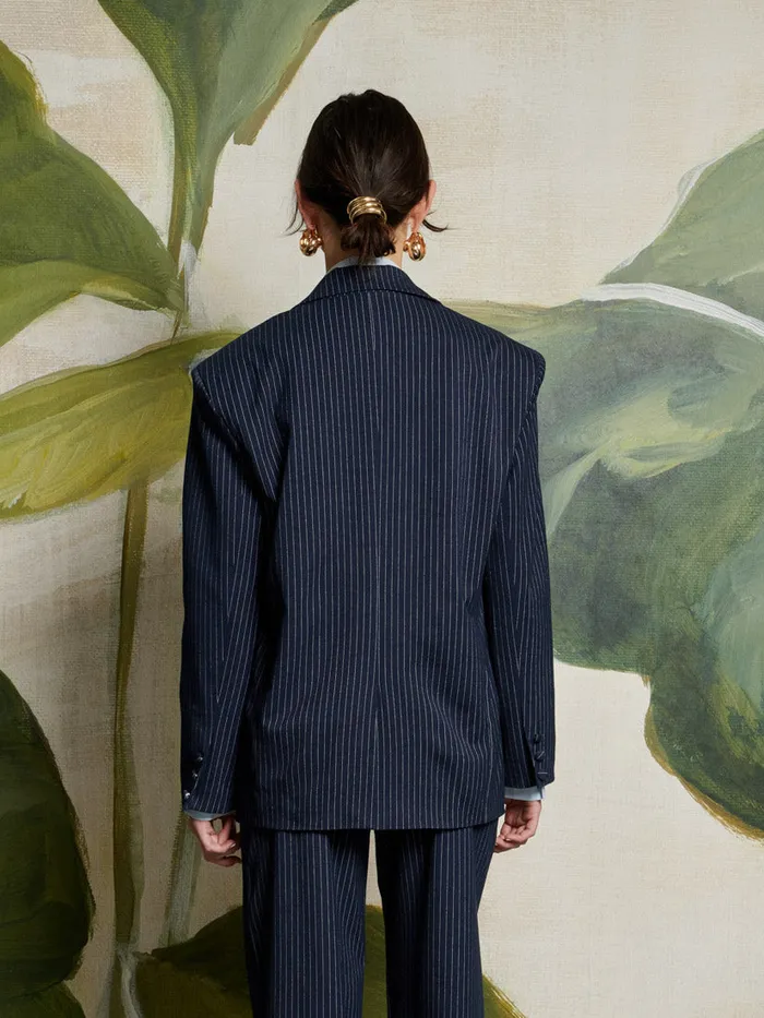 Women Sister Jane Jackets Ghospell Flynn Stripe Blazer Navy Blue