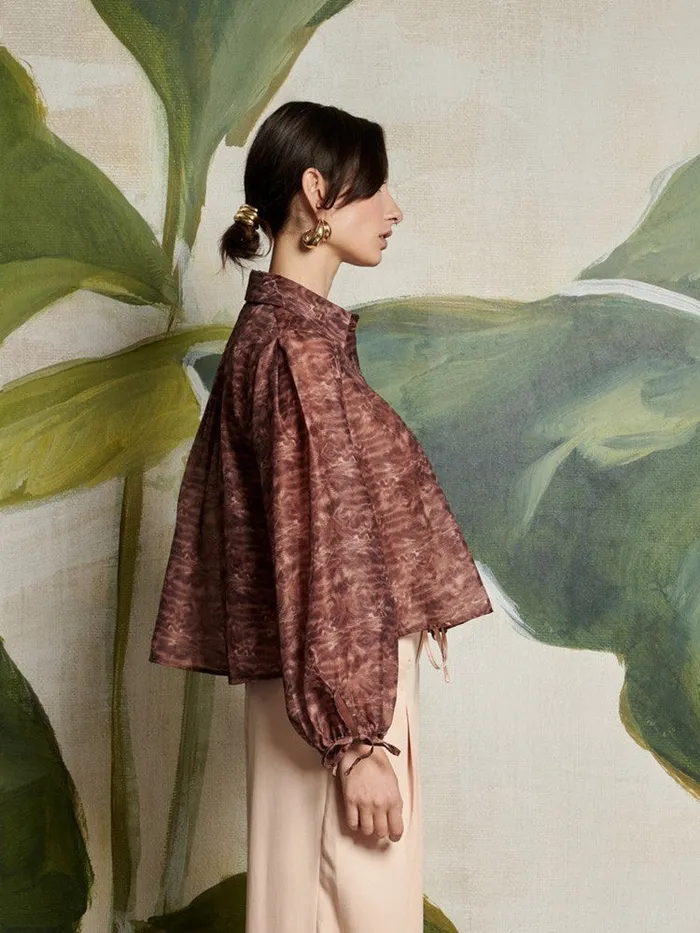 Women Sister Jane Tops Ghospell Dare Printed Shirt Washed Brown