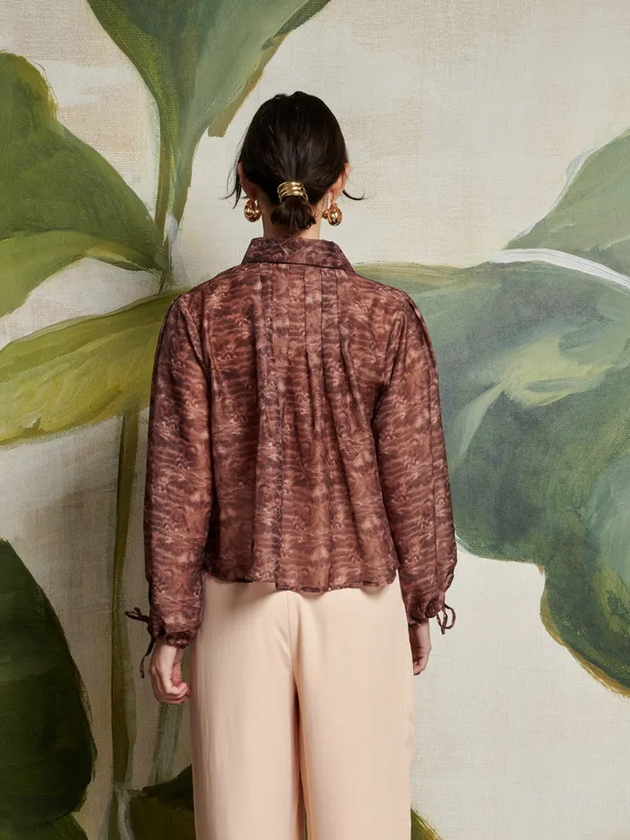 Women Sister Jane Tops Ghospell Dare Printed Shirt Washed Brown