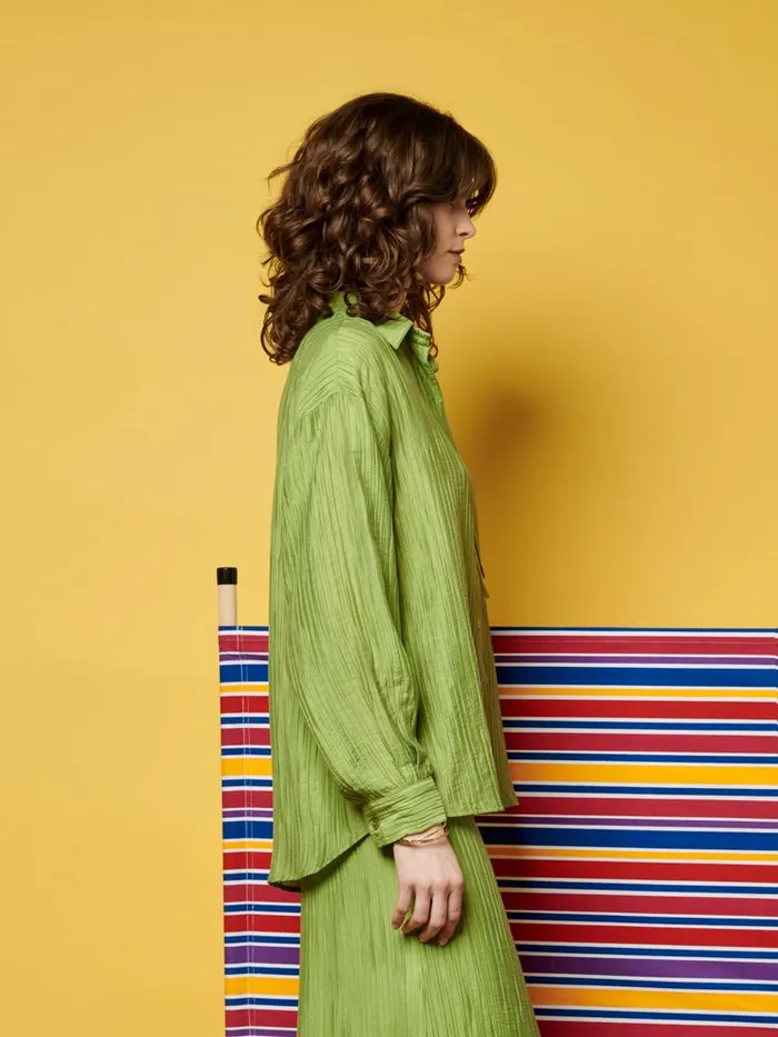 Women Sister Jane Tops Ghospell Gwen Oversized Shirt Pear Green