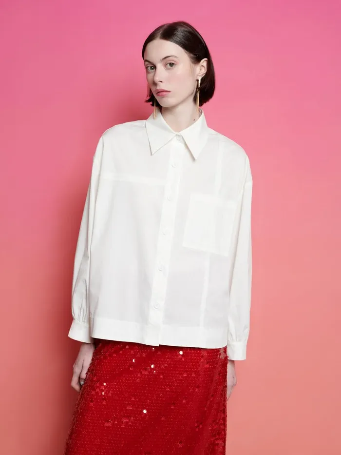 Women Sister Jane Tops Ghospell Sabina Seamed Shirt White