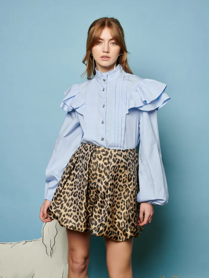 Women Sister Jane Tops Maggie Ruffle Blouse Pastel Blue