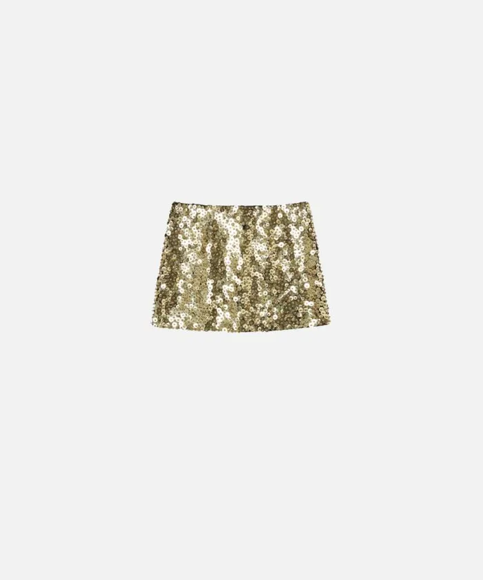 Women Skirts Pinko Mini Skirt With Golden Sequins And Rhinestones Goldcrystal Women Skirts Pinko Mini Skirt With Golden Sequins And Rhinestones Goldcrystal