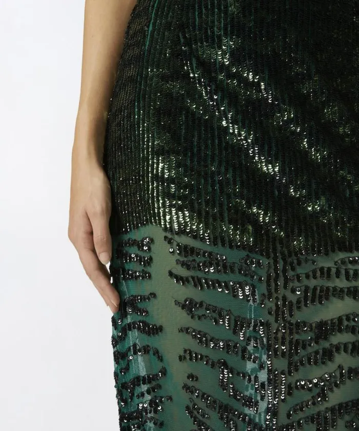 Women Skirts Pinko Pencil Skirt With Zebraeffect Sequin Embroidery Greenblack Women Skirts Pinko Pencil Skirt With Zebraeffect Sequin Embroidery Greenblack