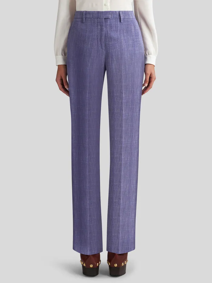 Women Slub Fabric Trousers Etro Trousers