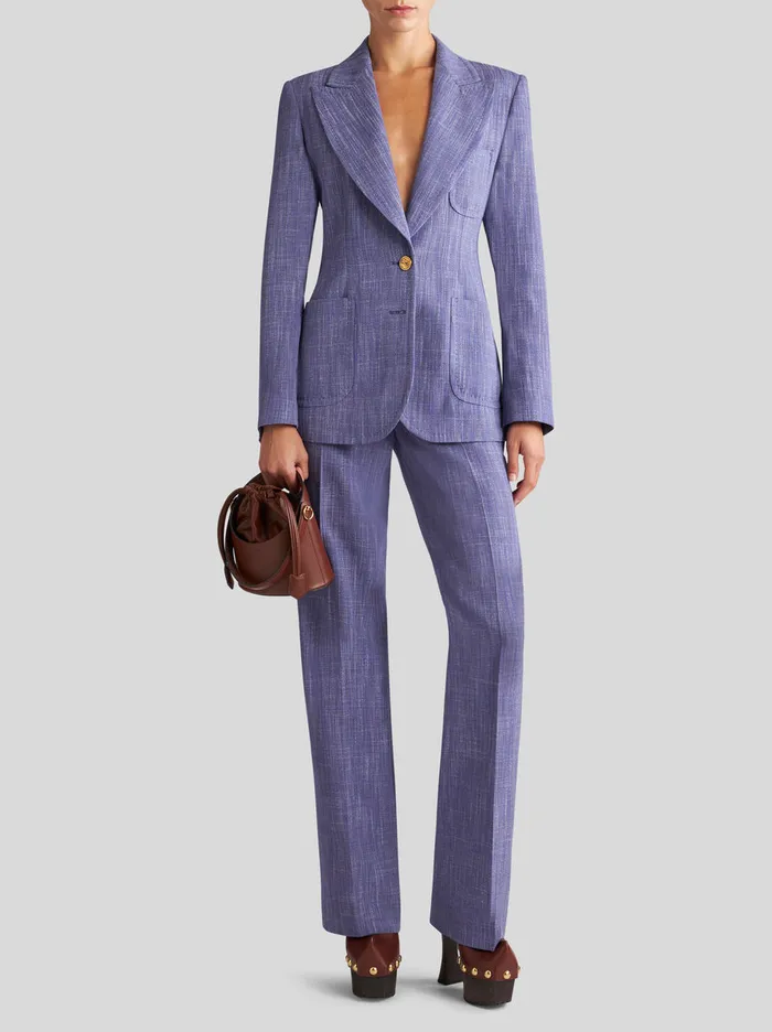 Women Slub Fabric Trousers Etro Trousers