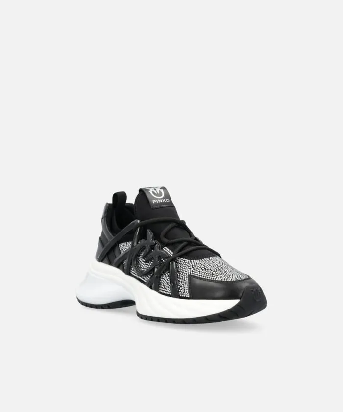 Women Sneakers Pinko Ariel Sneakers With Crystals Blackcrystal Women Sneakers Pinko Ariel Sneakers With Crystals Blackcrystal