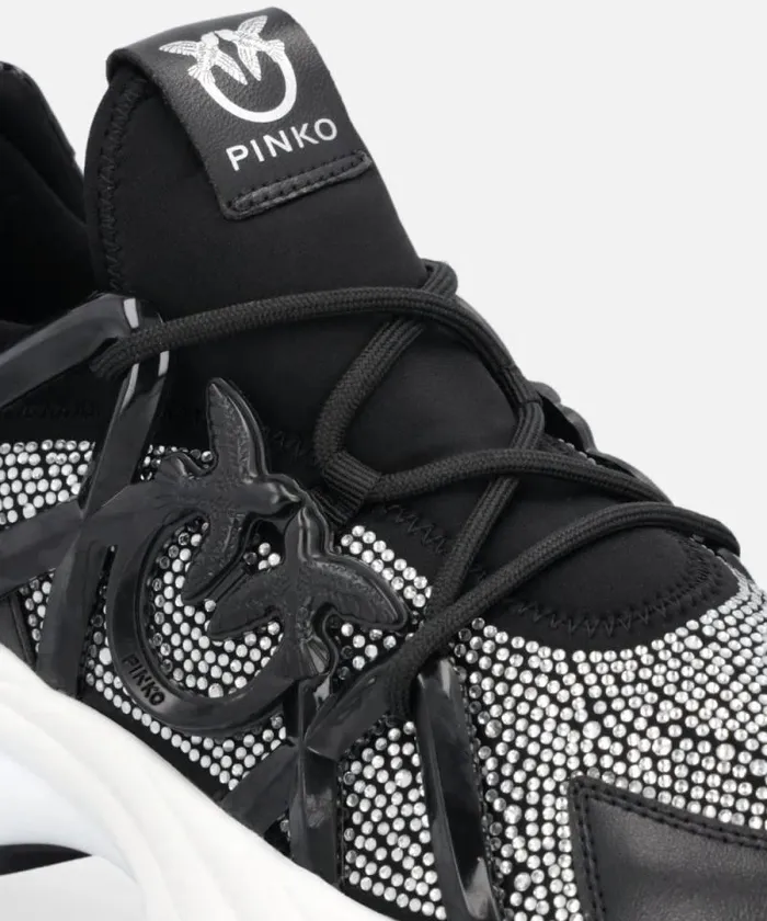 Women Sneakers Pinko Ariel Sneakers With Crystals Blackcrystal Women Sneakers Pinko Ariel Sneakers With Crystals Blackcrystal