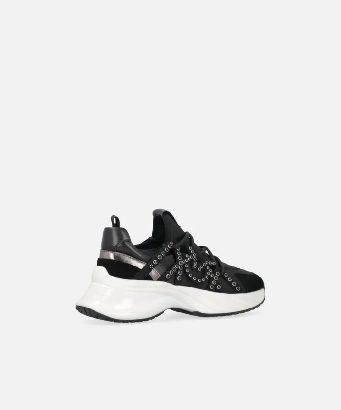 Women Sneakers Pinko Ariel Sneakers With Laces And Rhinestones Limo Black Women Sneakers Pinko Ariel Sneakers With Laces And Rhinestones Limo Black