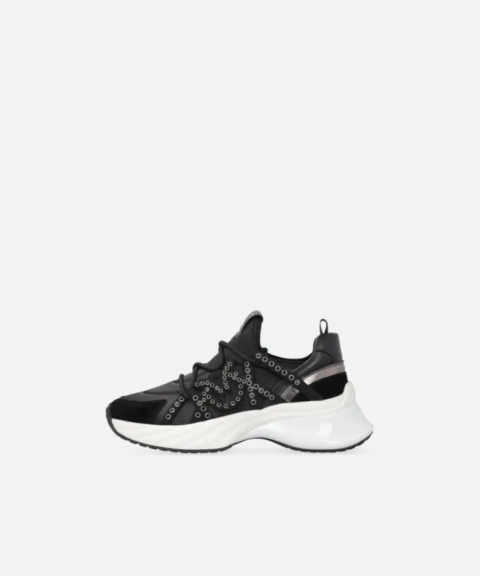 Women Sneakers Pinko Ariel Sneakers With Laces And Rhinestones Limo Black Women Sneakers Pinko Ariel Sneakers With Laces And Rhinestones Limo Black