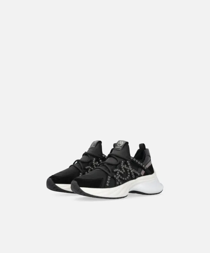 Women Sneakers Pinko Ariel Sneakers With Laces And Rhinestones Limo Black Women Sneakers Pinko Ariel Sneakers With Laces And Rhinestones Limo Black